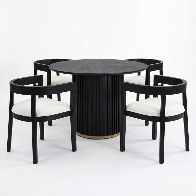 Christopher Knight Home - Aurelia Modern 5 Piece Upholstered Wooden Dining Set with Fabric Chairs