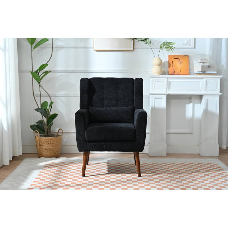 Modern Accent Chair Upholstered Foam Filled Living Room Chairs Comfy Reading Chair - Black