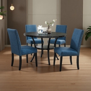 5-Piece Dining Set with Round Table and 4 Nailhead Chairs - Bed Bath ...
