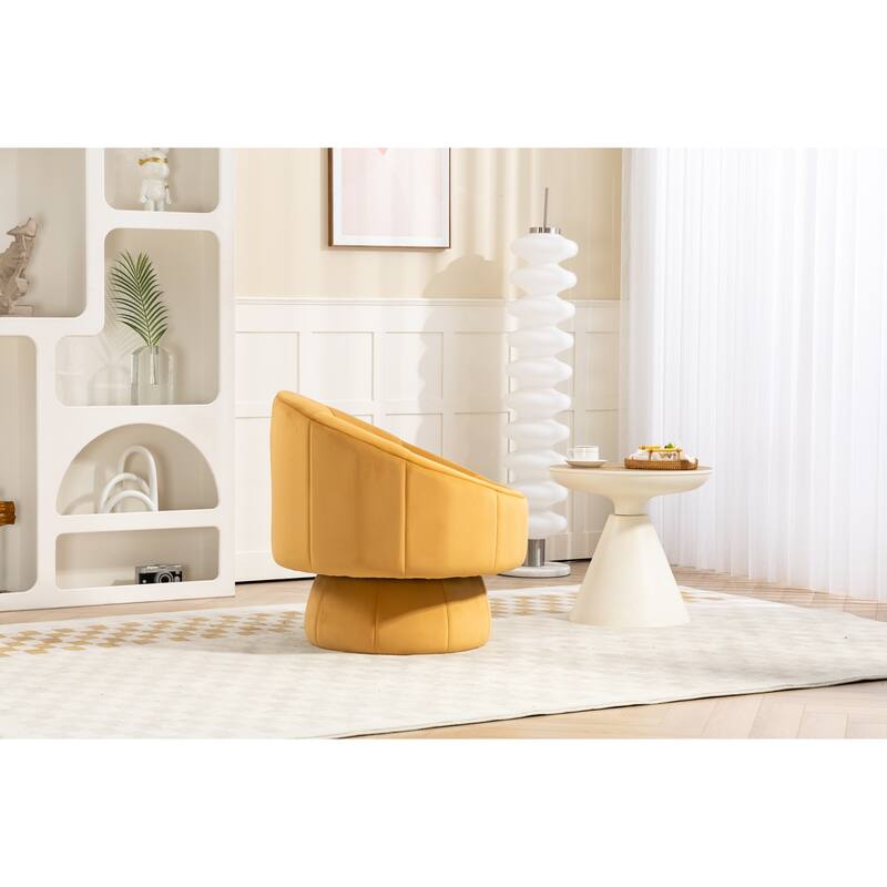 Upholstered Swivel Accent Chair Armchair - Dark yellow