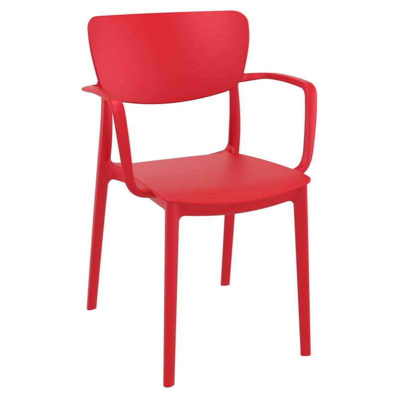 33" Red Solid Stackable Patio Dining Arm Chair