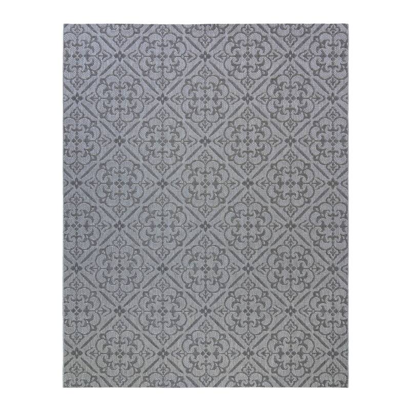 Gertmenian Grace Premium Multi-Size Multi-Colored Flatweave Indoor/ Outdoor Area Rug Collection - 5'3"x7'5" - TRENTON SILVER