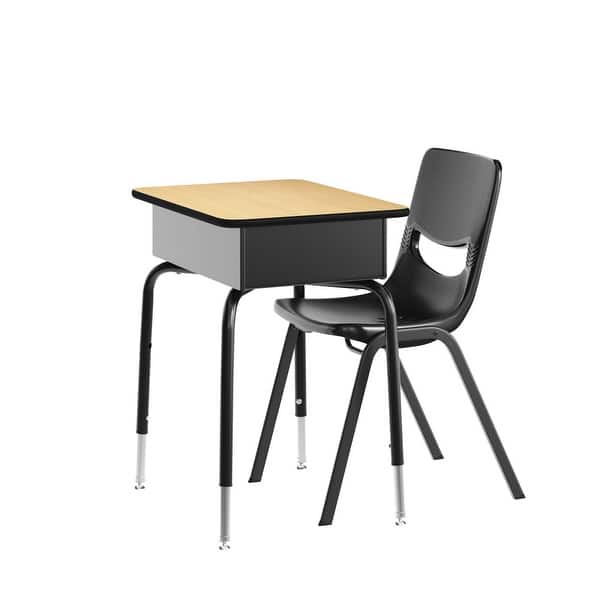 slide 2 of 54, Student Desk with Open Front Metal Book Box & Flex Comfort Chair - 24"W x 18"D x 22.25" - 31.25"H Natural Top/Black Chair