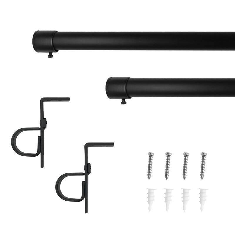 1" dia. Drapery Single Condo Curtain Rod Set _Matte Black - Black - 36"-72"
