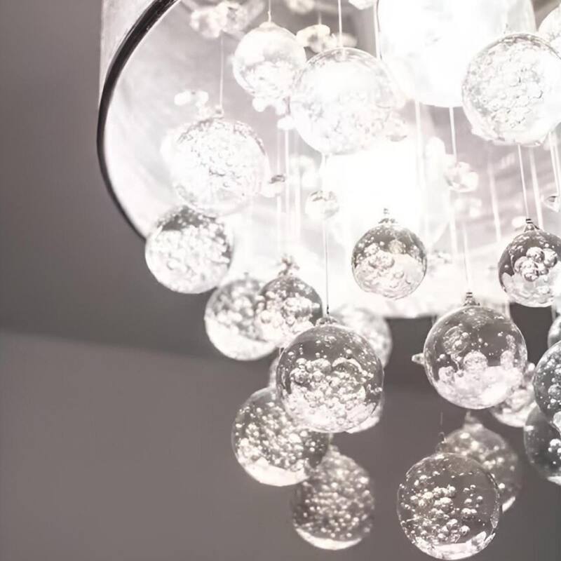 3-Light Cloth Drum Pendant Light - Teardrop Ceiling Lamp Chandelier