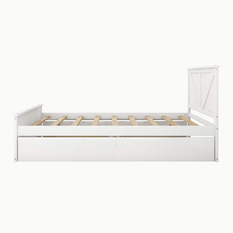 Wooden Platform Bed with Four Drawers