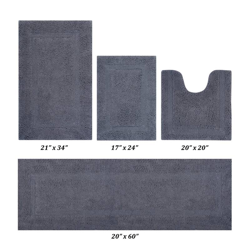 Better Trends Bath Rugs Set 100% Cotton Reversible Water Absorbent Bathroom Rug for Shower, Sink, Bath Mats - Lux Collection