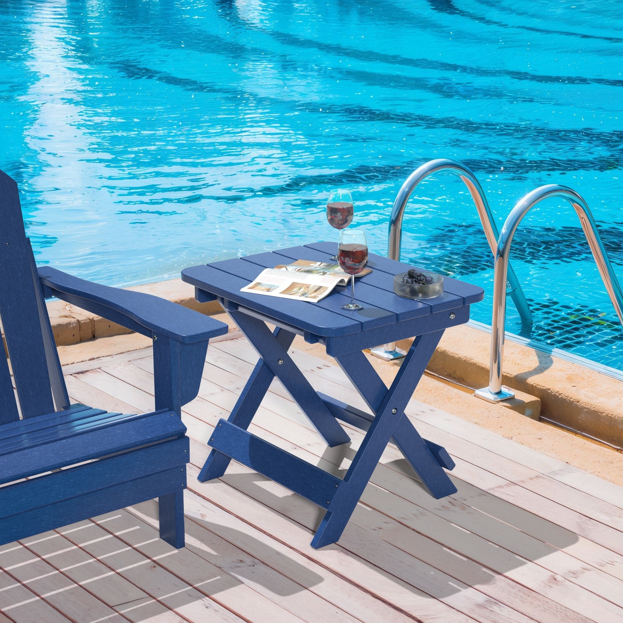 Outdoor Adirondack Foldable Side Table for Poolside Garden, Weather  Resistant Coffee Table -Plastic High-Density PE - Bed Bath \u0026 Beyond -  37703012, image size:2000x2000