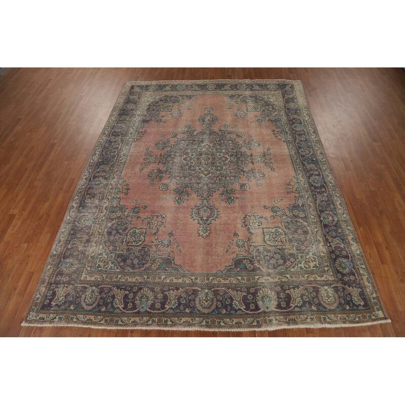Medallion Tabriz Persian Area Rug Handmade Wool Carpet - 8'0" x 10'7"