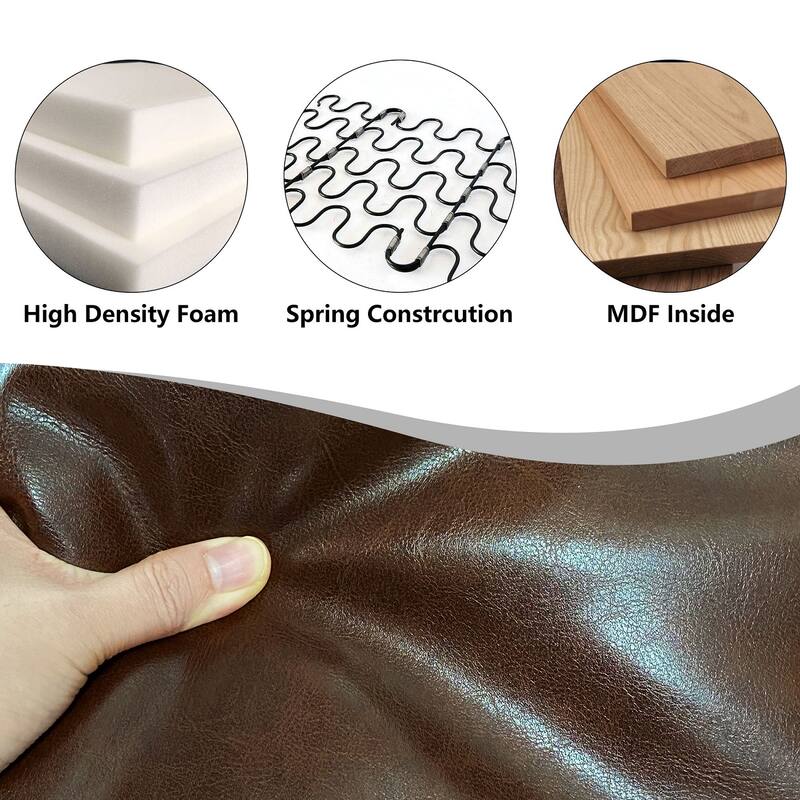 Mieres Mid-Century Style 3-Piece PU Leather Living Room Sofa Set Including 2 Armchairs and 1 Loveseat Sofa
