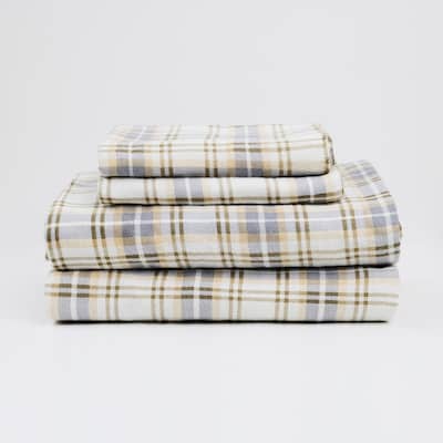 Melly Plaid 100 Cotton 4-Piece Full Flannel Sheet Set
