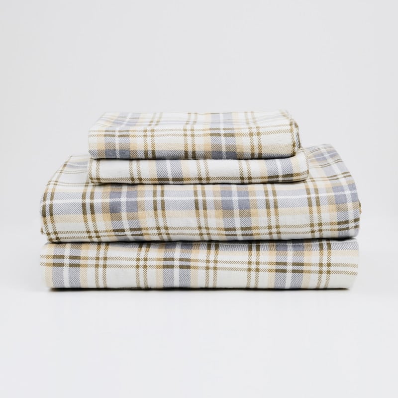 Melly Plaid 100 Cotton 4-Piece Full Flannel Sheet Set