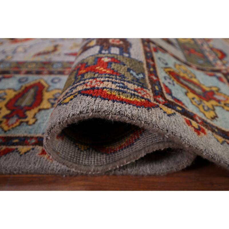 Tribal Geometric Heriz Serapi Indian Area Rug Hand-Knotted Wool Carpet - 8'11" x 11'8"