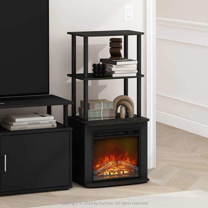Furinno Turn-N-Tube 2-Tier Tall Side Table Display Rack with No Heat Decorative Electric Fireplace Insert