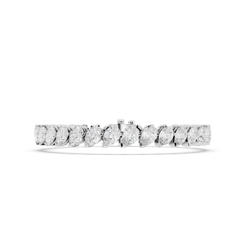 Auriya 14K Gold Lab Grown Pear-shaped Tennis Bracelet 11ct. tw. (F-G VS) - N/A