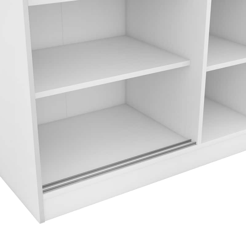 Tall Shutter Armoire Cabinet for Bedroom, Sliding Barn Door Wardrobe with Storage Shelves and Hanging Clothes Rod