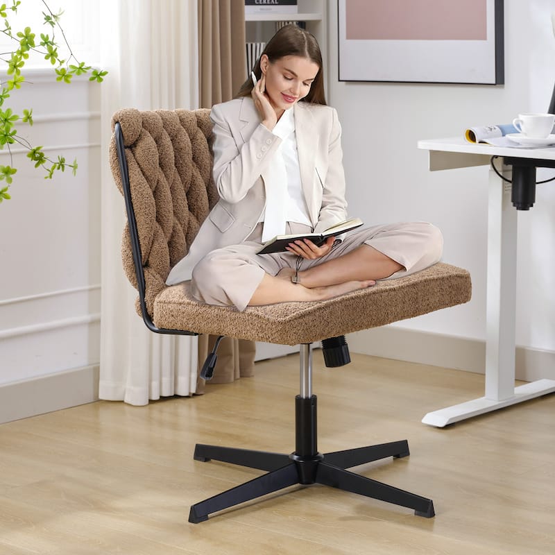 Upholstered No Wheels Armless Office Desk Chair