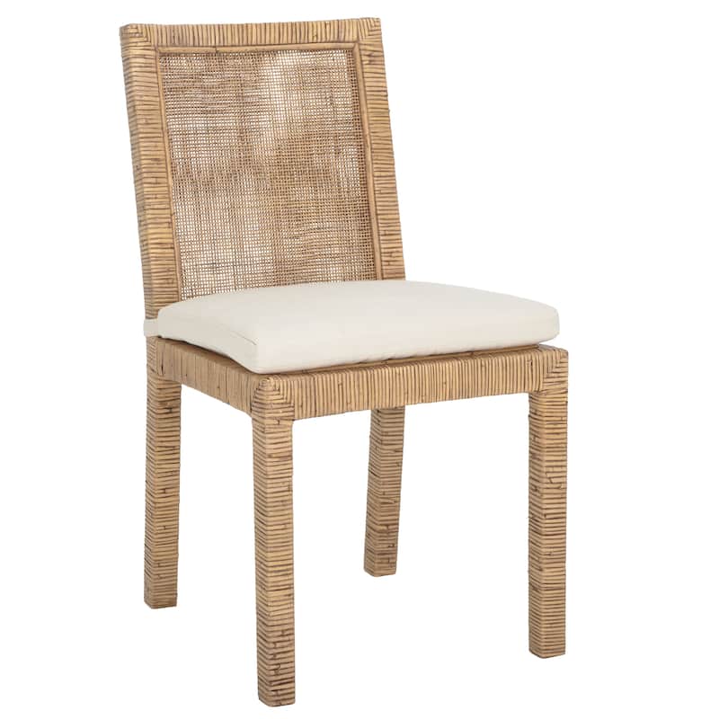 SAFAVIEH Jessye Cane Dining Room Chair with Cushion (Set of 2) - 21.7" W x 18.1" L x 38.6" H - 22"W x 18"D x 35"H