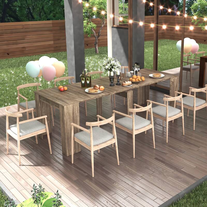 2 in 1 Multifunctional Extendable Console Table Dining Table for 4-8 People with 5 Different Size