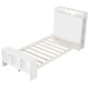 preview thumbnail 1 of 7, White Wooden Twin Platform Bed with LED Lights Storage Headboard and USB Ports White