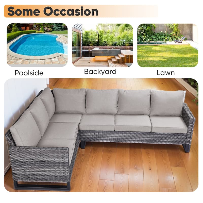 Outdoor PE Wicker Furniture Set with Fire pit Table