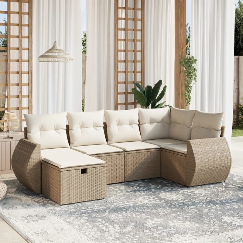 vidaXL Garden Sofa Set - Beige and cream Large 95.3 x 34.3 x 26.8