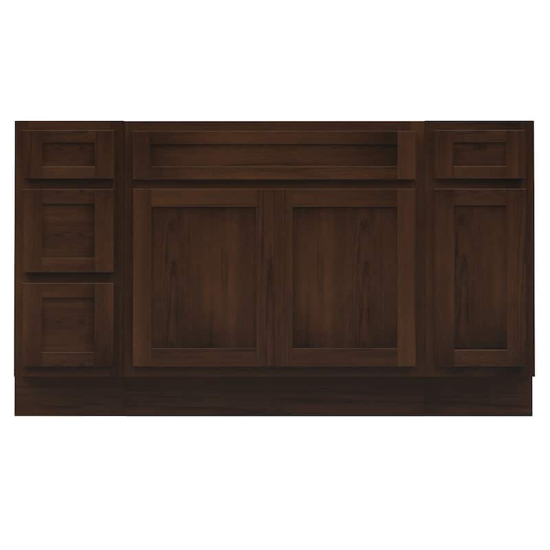 Vanity Art 60" Oak Freestanding Bathroom Vanity Cabinet without Top - Brown