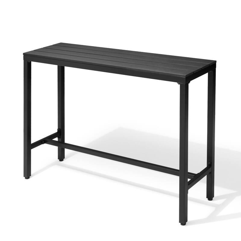 VredHom Outdoor Bar Table Rectangular Pub Table - Black - 55.1 inches
