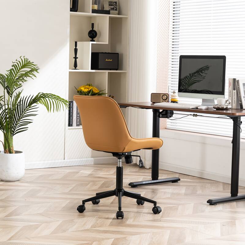 Armless Home Office Desk Chairs with Wheels Rolling Task Chair