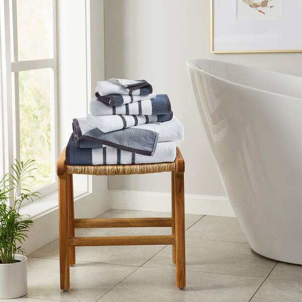 Linery & Co. Combed Cotton Absorbent & Durable Decorative Towel Set. - 6 Piece Set - Moroccan Blue / December Sky