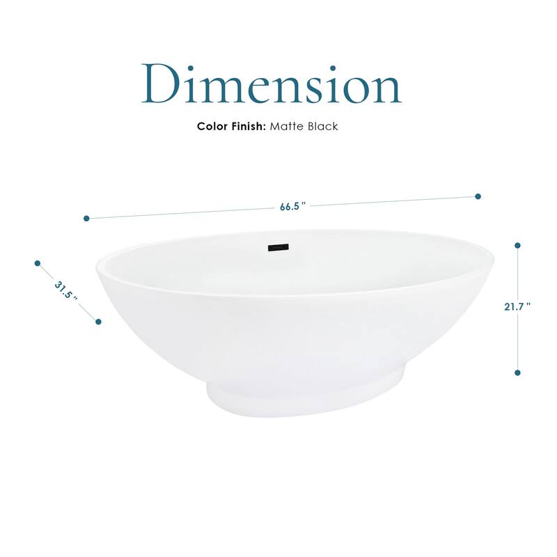 Altair Elbow 67" x 32" Flatbottom Freestanding Acrylic Soaking Bathtub in Glossy White