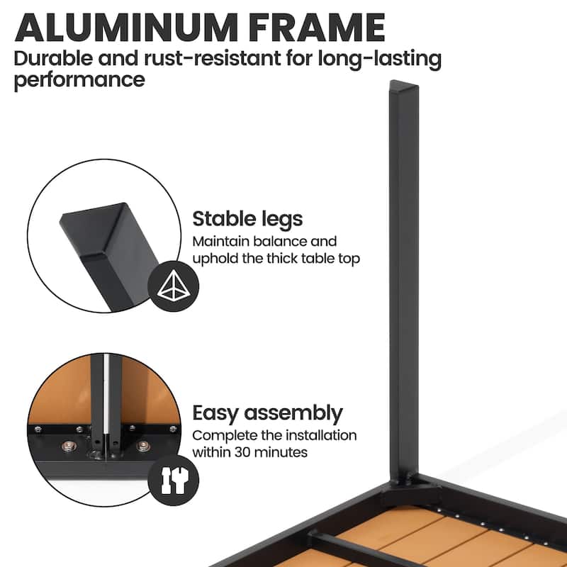 Outdoor Aluminum Patio Dining Table with Umbrella Hole