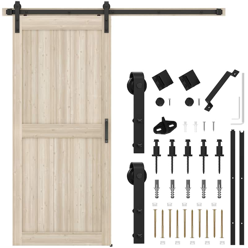 30''/36''/48'' x 84'' Manufactured Wood PVC Paneled Barn Door with Installation