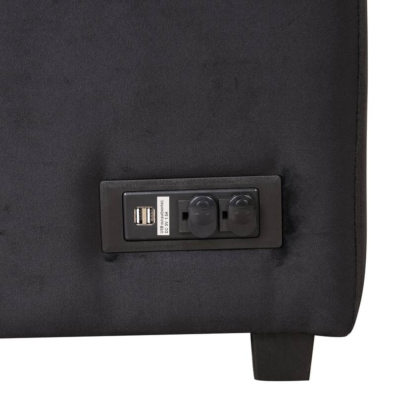 84.75" Velvet Convertible L-Shaped Sleeper Sofa with Storage Ottoman