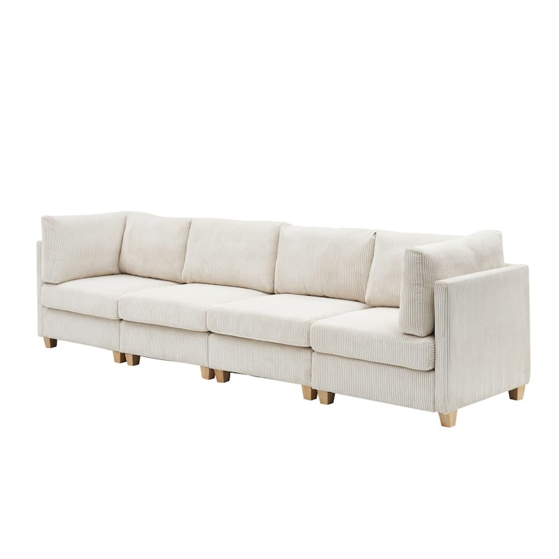 Modern L Shape Combination Sofa Corduroy Fabric Comfortable