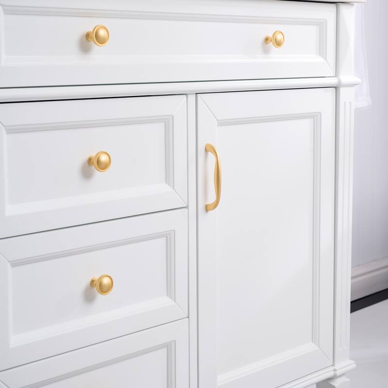 35''H Solid Wood Bath Vanity With Carrera White Quartz Top and Sink
