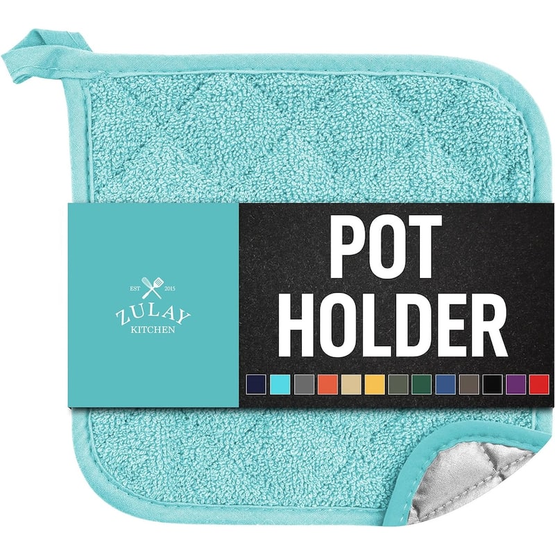 Zulay Kitchen 1-Pack Heat Resistant Cotton Pot Holders - Aqua Sky