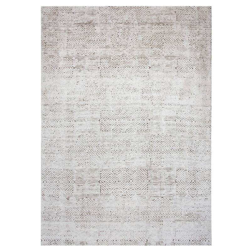 Alora Decor Cabana Hand Knotted Textured Geometric Rug - 9' x 12' - Brown