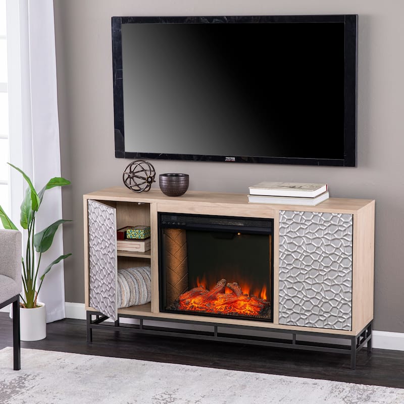 SEI Furniture Ausborne Electric Fireplace w/ Media Storage - Natural