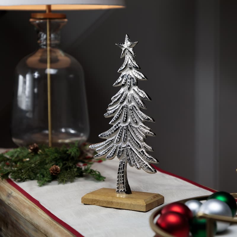 Embossed Swaying Tree Metal Christmas Decoration - 12"