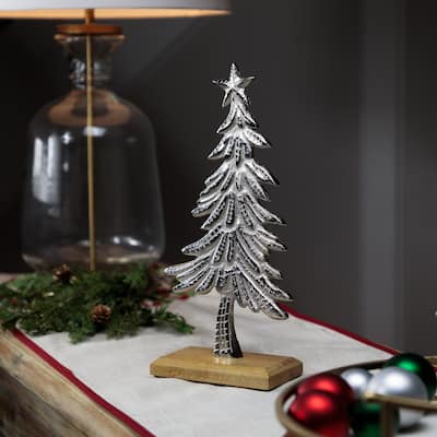 Embossed Swaying Tree Metal Christmas Decoration - 12"