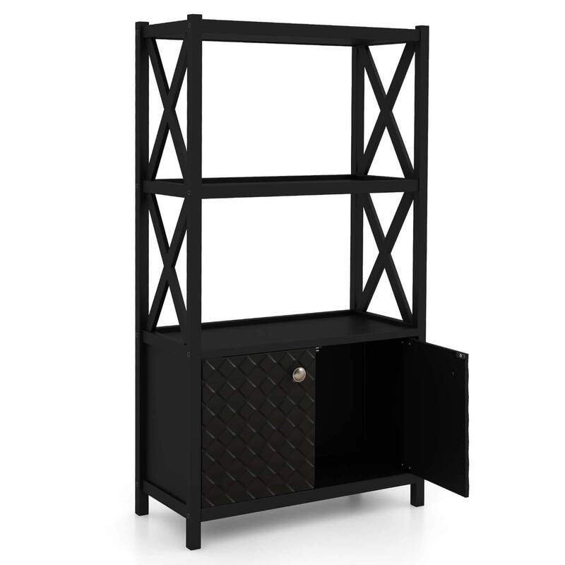 Costway Bathroom Storage Cabinet with Open Shelves & Double Doors - See Details