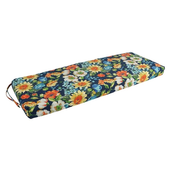 Blazing Needles All-Weather Bench Cushion, Rectangle, Damask, Boho