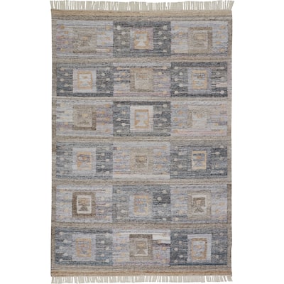 Elstow Eco-Friendly Moroccan Geometric Rug, Gray/Tan/Brown