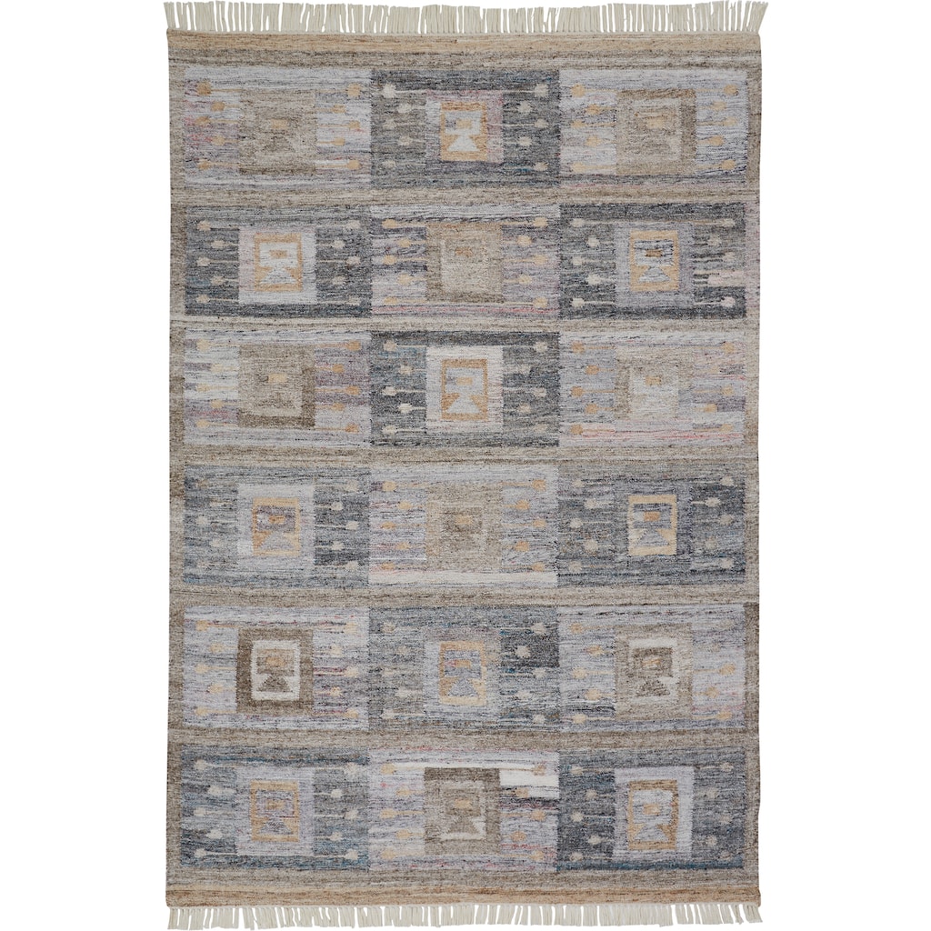 Elstow Eco-Friendly Moroccan Geometric Rug, Gray/Tan/Brown