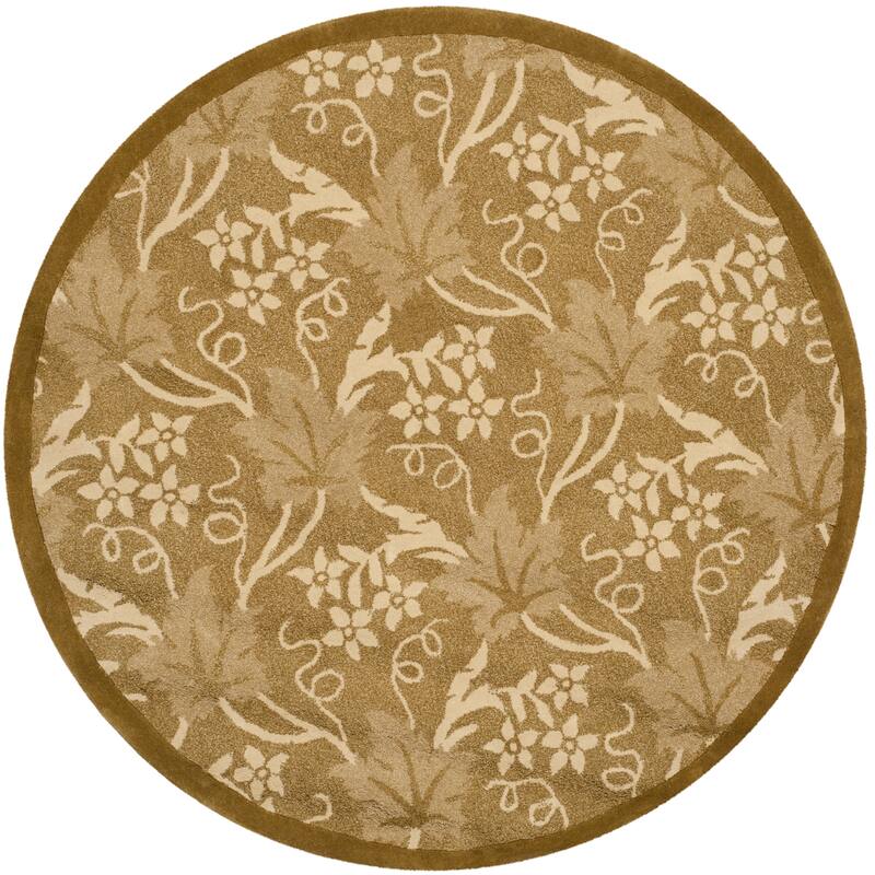 SAFAVIEH Handmade Berkeley Geronima Botanical Wool Rug - 5' x 5' Round - Beige - Runner/Round