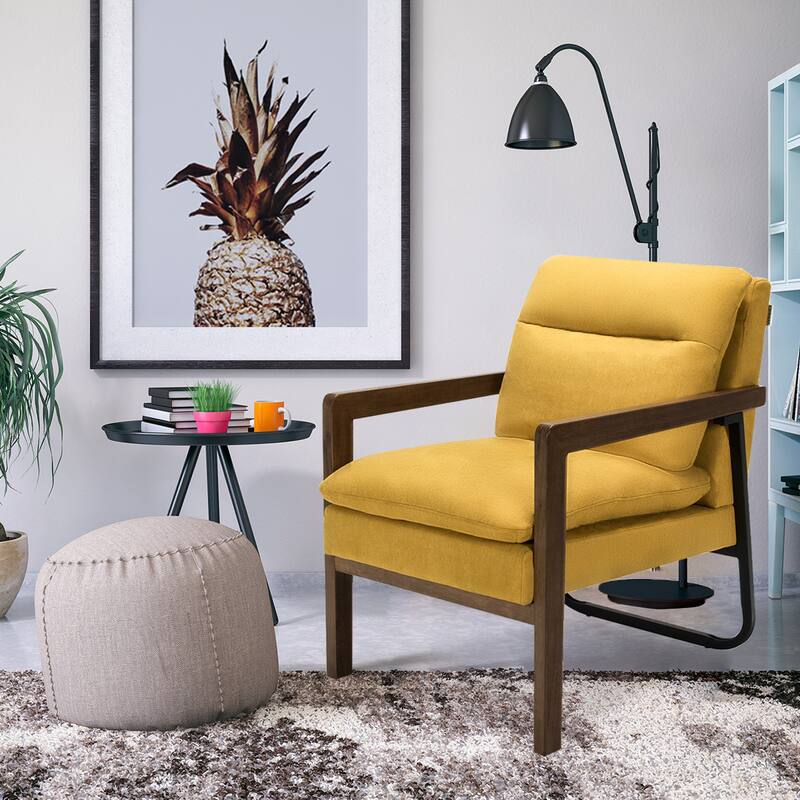 Gymax Set of 2 Single Sofa Chair Leisure Accent Chair w/ Wooden