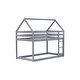 preview thumbnail 11 of 9, Twin over Twin Size Rubber Wood Floor Bunk Bed with ladder and Guardrails