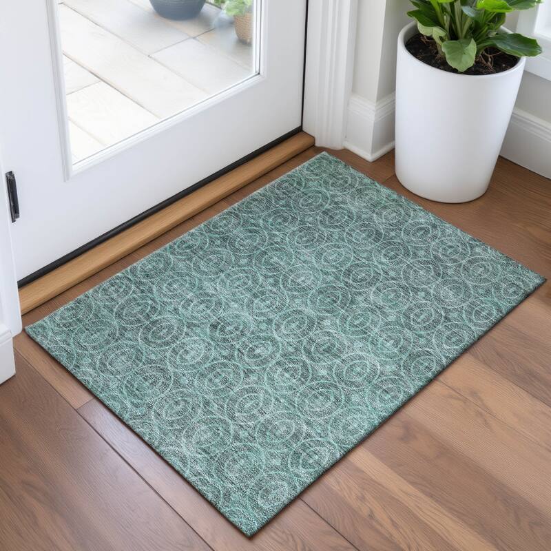Premium Washable Super Soft Casual Contemporary Mayfield Rug - Teal - 1'8" x 2'6"