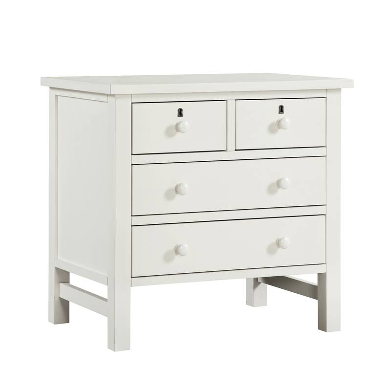 4- Drawer Nightstand with Dovetail Construction and Wooden Knobs